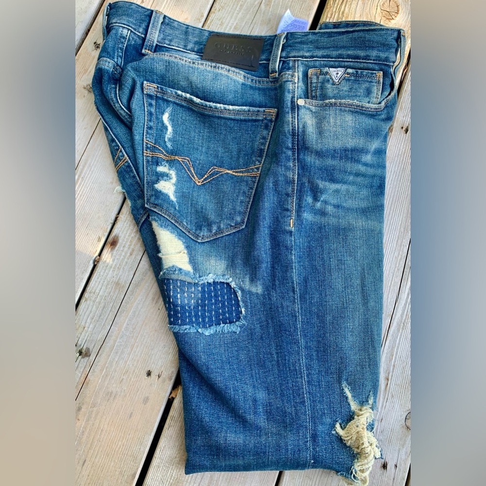 Guess Los Angeles Slim Fit Patched Jeans size 32